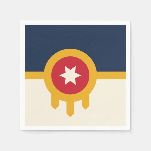 愛国的紙ナプキンとタルサ市旗 スタンダードカクテルナプキン (正面)