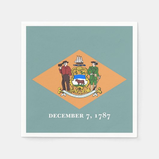 愛国的紙ナプキンとデラウェア州旗 スタンダードカクテルナプキン (正面)