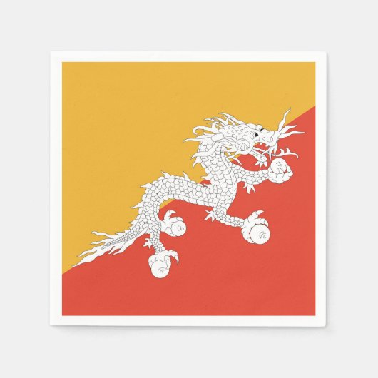 愛国的紙ナプキンとブータン国旗 スタンダードカクテルナプキン (正面)