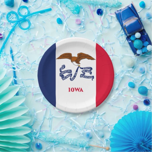 愛国的紙プレートとアイオワ州旗 ペーパープレート (パーティー)