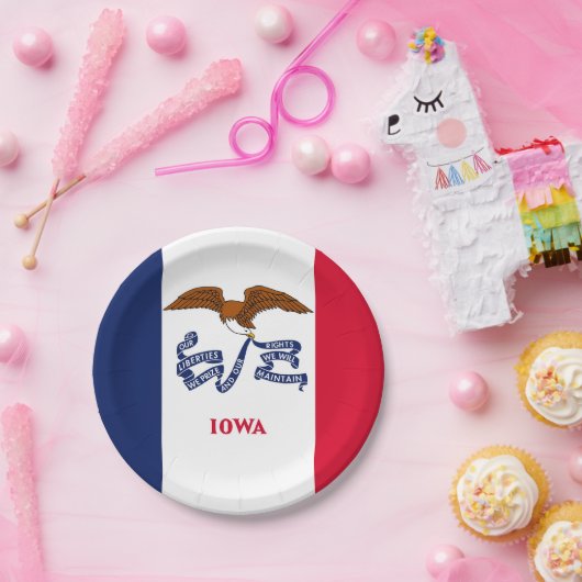 愛国的紙プレートとアイオワ州旗 ペーパープレート (パーティー)