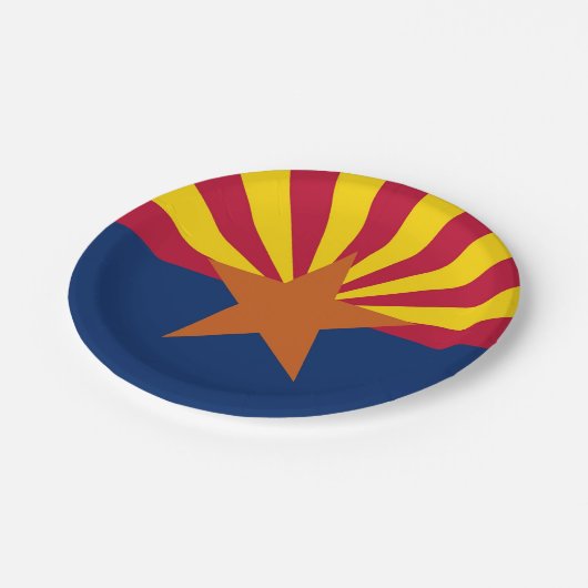 愛国的紙プレートとアリゾナ州旗 ペーパープレート (アングル)