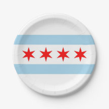 愛国的紙プレートとシカゴ国旗