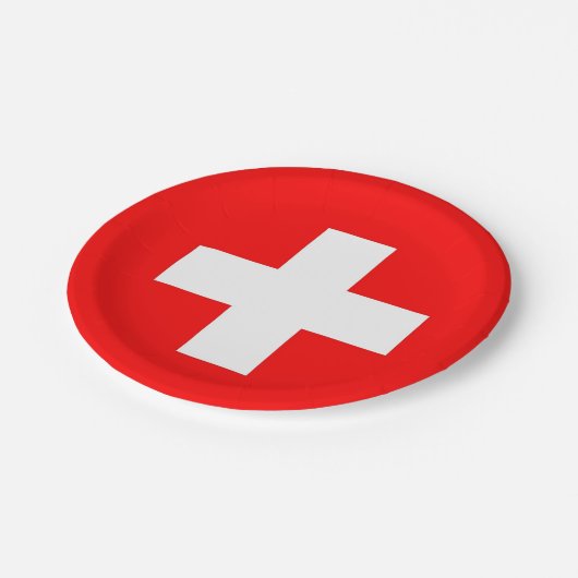 愛国的紙プレートとスイス国旗 ペーパープレート (アングル)