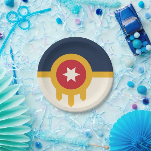 愛国的紙プレートとタルサ市旗 ペーパープレート (パーティー)