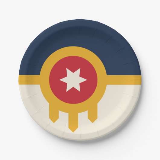 愛国的紙プレートとタルサ市旗 ペーパープレート (正面)