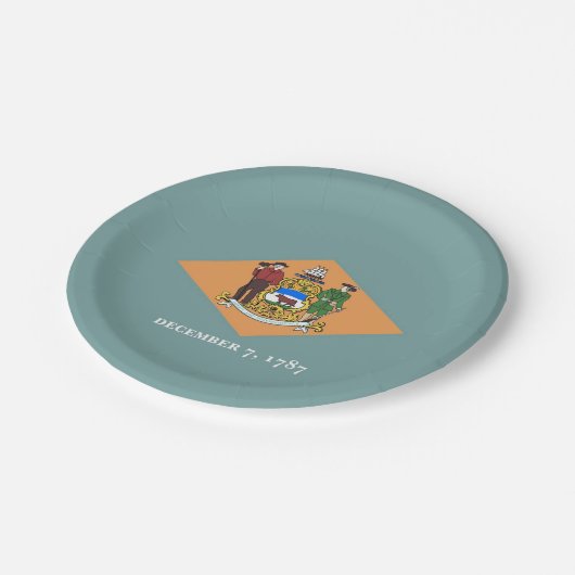 愛国的紙プレートとデラウェア州旗 ペーパープレート (アングル)