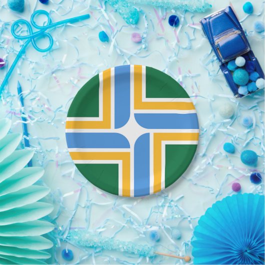 愛国的紙プレートとポートランド市旗。 ペーパープレート (パーティー)