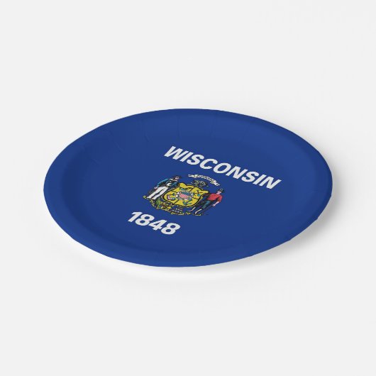 愛国的紙プレートウィスコンシン州旗 ペーパープレート (アングル)