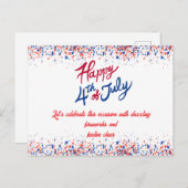 愛国的紙吹雪7月4日お祝い シーズンポストカード (正面/裏面)