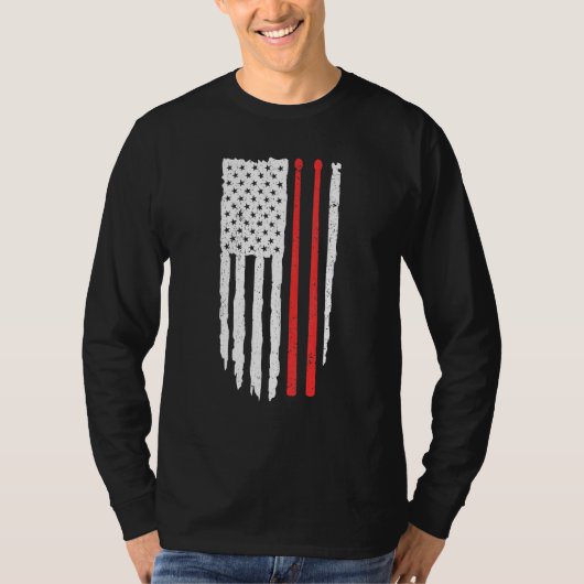 愛国的素晴らしドラマー動揺してアメリカ国旗 Tシャツ (正面)
