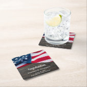 愛国的素朴卒業米国国旗の軍隊 スクエアペーパーコースター (インサイチュ)