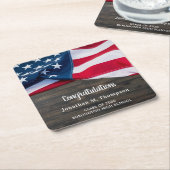 愛国的素朴卒業米国国旗の軍隊 スクエアペーパーコースター (アングル)