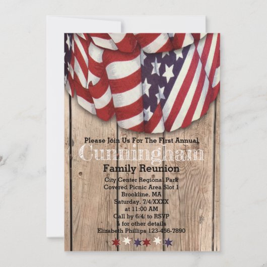 愛国的素朴赤白青誕生日 招待状 (正面)