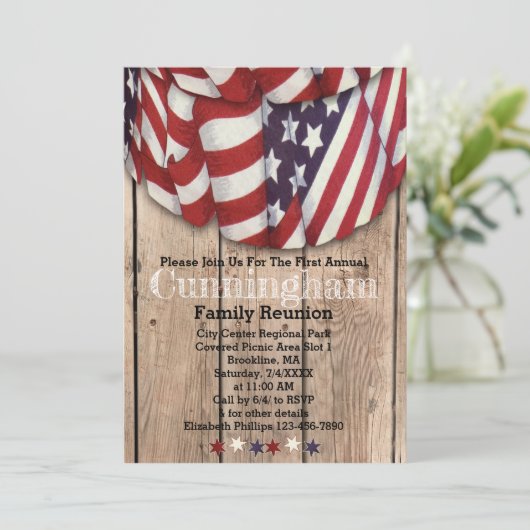 愛国的素朴赤白青誕生日 招待状 (スタンド正面)