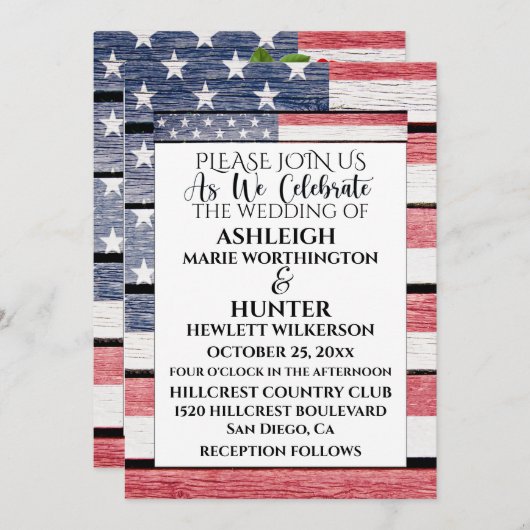 愛国的結婚式招待状テンプレート 招待状 (正面/裏面)