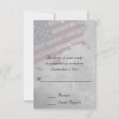 愛国的統一された州アメリカ結婚国旗 出欠カード (裏面)