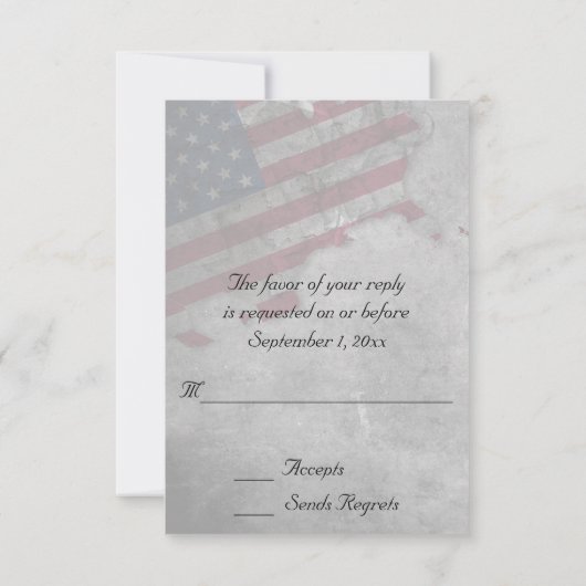 愛国的統一された州アメリカ結婚国旗 出欠カード (裏面)