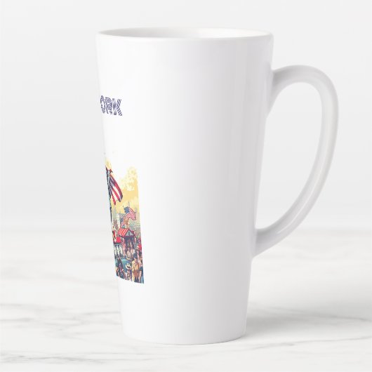 愛国的自由パレード – 7月ヴィンテージ4日アメリカ カフェラテマグ (右)