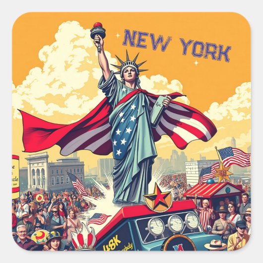 愛国的自由パレード – 7月ヴィンテージ4日アメリカ スクエアシール (正面)