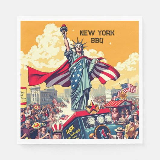 愛国的自由パレード – 7月ヴィンテージ4日アメリカ スタンダードランチョンナプキン (正面)