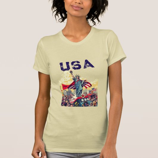 愛国的自由パレード – 7月ヴィンテージ4日アメリカ Tシャツ (正面)