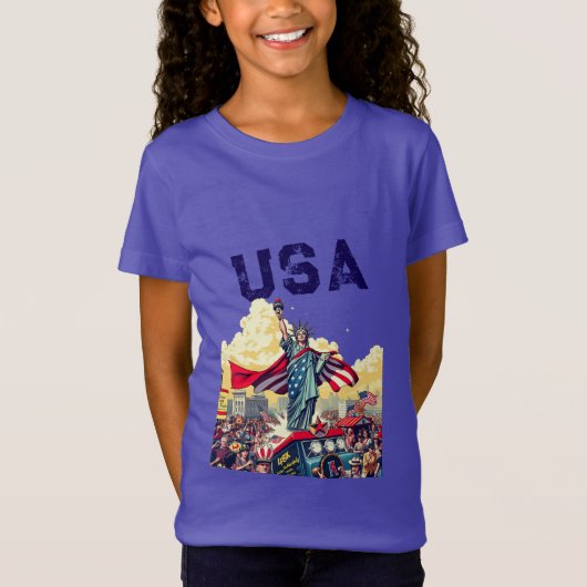 愛国的自由パレード – 7月ヴィンテージ4日アメリカ Tシャツ (正面)