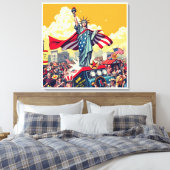 愛国的自由パレード – 7月4日ヴィンテージ キャンバスプリント (インサイチュ (寝室))