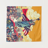 愛国的自由パレード – 7月4日ヴィンテージ タペストリー (正面(横))
