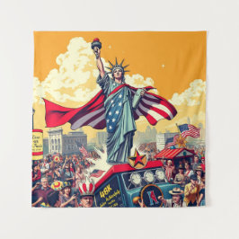 愛国的自由パレード – 7月4日ヴィンテージ タペストリー