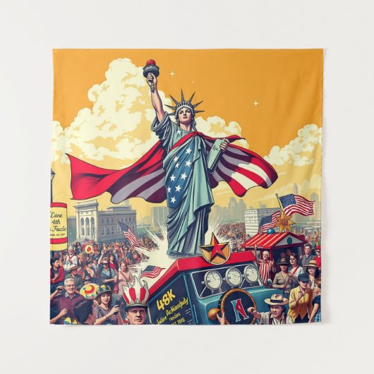 愛国的自由パレード – 7月4日ヴィンテージ タペストリー (正面)