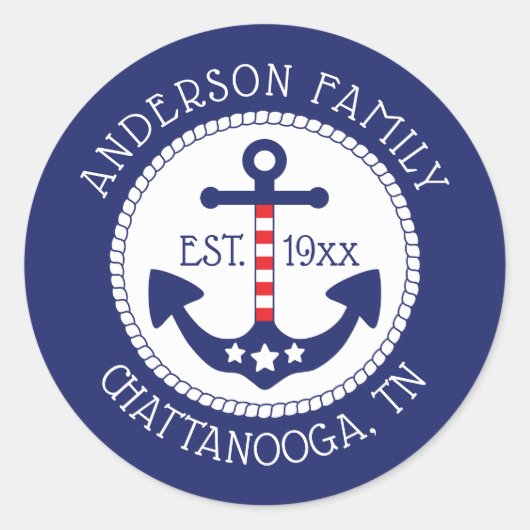 愛国的航海のいかりの姓 ラウンドシール (正面)