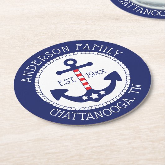 愛国的航海のいかりの姓 ラウンドペーパーコースター (アングル)