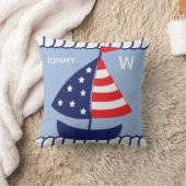 愛国的航海の帆船と誕生統計 クッション (ブランケット)