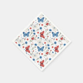 愛国的蝶と花の模様 スタンダードカクテルナプキン (角)