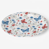 愛国的蝶と花の模様 ペーパープレート (アングル)