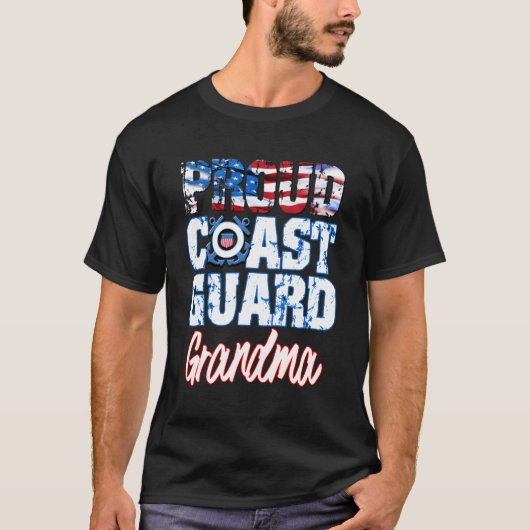愛国的誇りを持ったなアメリカ沿岸警備隊おばあちゃん米国国旗 Tシャツ (正面)