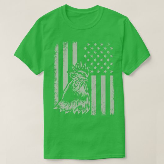 愛国的誇りを持ったチキンロスター農家恋人アメリ Tシャツ (デザイン正面)