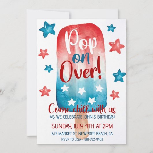 愛国的誕生日招待状7月4日アメリカ 招待状 (正面)
