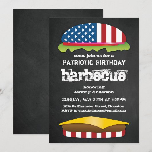 愛国的誕生日BBQ 招待状 (正面/裏面)