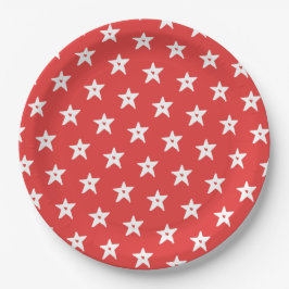 愛国的赤と白な星とハート ペーパープレート