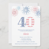 愛国的赤白青おもしろい40歳の誕生日パーティー 招待状 (正面)