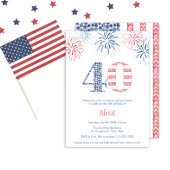 愛国的赤白青おもしろい40歳の誕生日パーティー 招待状