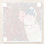 愛国的赤白青アルパカ ガラスコースター (裏面)