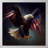 愛国的赤白青イーグル7月4日おもしろい芸術 ポスター (正面)