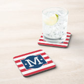 愛国的赤白青カスタムモノグラムイニシャル コースター (右側)