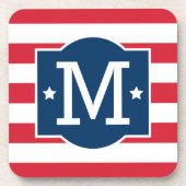 愛国的赤白青カスタムモノグラムイニシャル コースター (正面)