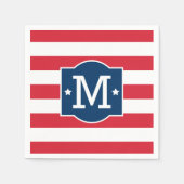 愛国的赤白青カスタムモノグラムイニシャル スタンダードカクテルナプキン (正面)