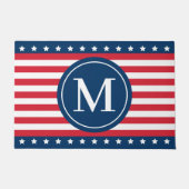 愛国的赤白青カスタムモノグラムイニシャル ドアマット (正面)