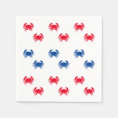 愛国的赤白青カニ模様7月4日 スタンダードカクテルナプキン (正面)